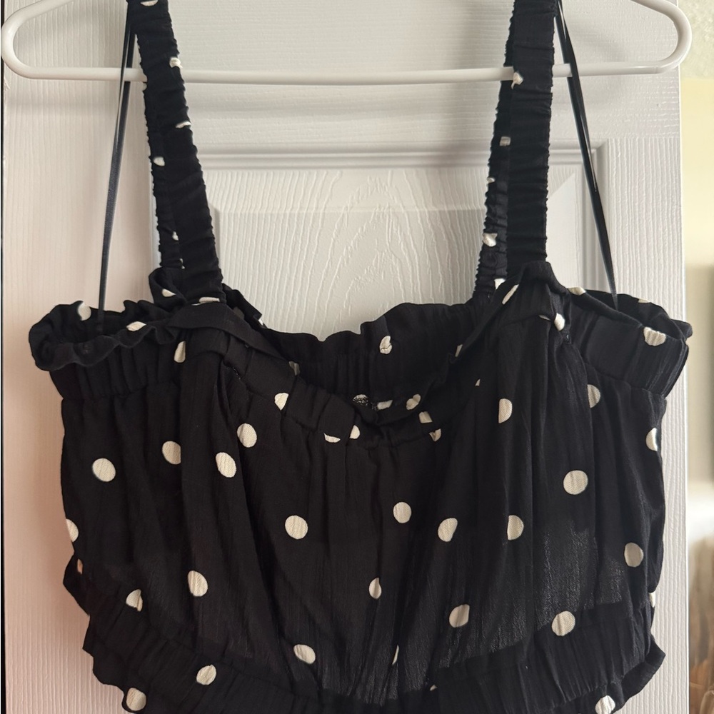 Black Polka Dot Women's Top